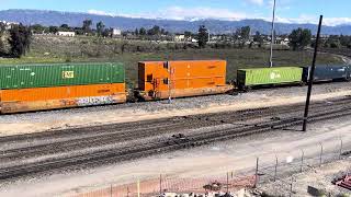 UP 3067 Leads Eastbound Intermodal Train Passes Through West Colton Yard