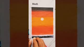 CARA MENGGAMBAR PEMANDANGAN SENJA MUDAH WITH OIL PASTEL #shorts #shortsvideo #shortsfund