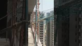 Building work | (tower crane's wire colliding with safety 🦺net on construction site) #construction