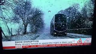 BBC - Snow disruption, double decker bus escapes disaster