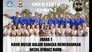 JUARA 1 LOMBA KOOR MUSIK DALAM RANGKA MEMERIAHKAN PERAYAAN NATAL JEMAAT BAHO