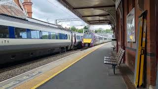 EMR Meridian crossover 222020 and 222011 passing Wellingborough