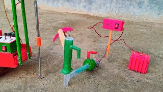 Diy tractor mini borewell drilling machine | submersible water pump | science project