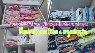 Tour pelo Guarda roupa compartilhado das crianças/Mostrei a organização feita #guardaroupas