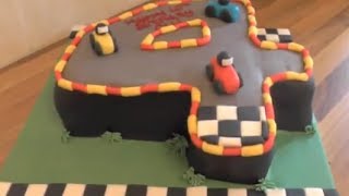 Number 4 Cake Tutorial - Racing Car Cake and Track Theme