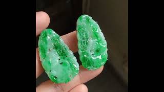 Gem Gardener: Green Carved Jade Earrings Qing Style