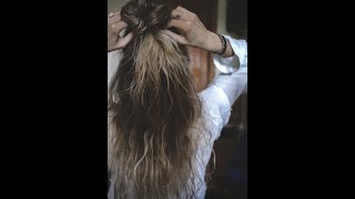 Messy Half Up Half Down Bun Hairstyle Tutorial #shorts