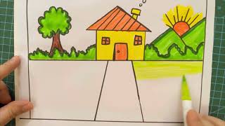 How to draw forest House scenery || কীভাবে দৃশ্য আঁকব|| #drawingtutorial #NaharSimpleDrawing