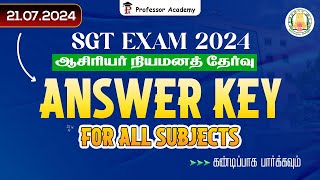 TN TRB | SGT - ஆசிரியர் நியமனத் தேர்வு | Answer Key for 180 Questions by Professor Academy