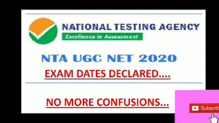 NTA NET 2020 EXAM DATE ANNOUNCED