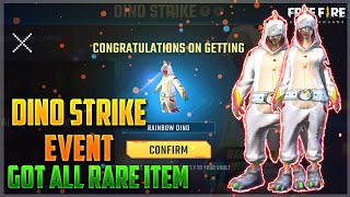 FREE FIRE NEW DINO STRIKE EVENT  | I GOT ALL RARE ITEM IN NEW DINO STRIKE EVENT  | GET NEW DINO DRES