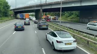 Car Transporter Turned Over Crash M6 j5 south today