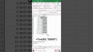 How to convert date in day. #excel #exceltutorial #formula #exceltips #mexcel #microsoft  #tutorial