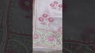 Beautiful designer pure organza chikankari saree with blouse piece