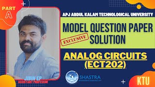 Analog Circuits | Model Question Paper Solution | Part A | ECT202 | KTU