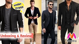 MANQ Black Slim Fit Solid Breasted Formal Blazer | size 40, wedding outfit | Unboxing & Review |