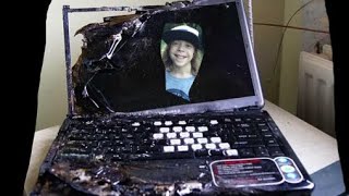 Spoiled kid destroys his laptop