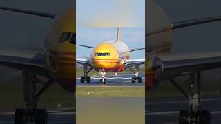 DHL 777F Lands on Wet Runway #shorts