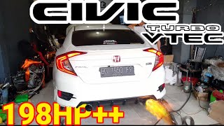 Honda Civic FC Turbo 198++HP. custom exhaust with single Pipe , ECU Remapping with pop and bang