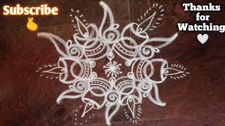 5*3 shankh rangoli design | diya rangoli design with dots #126 by #amma 🫰 #rangoli #kolam #video #yt