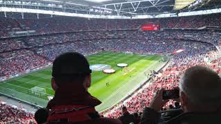 Players enter the pitch checkatrade trophy final 2019 pt. 1 (Sunderland fans sing)