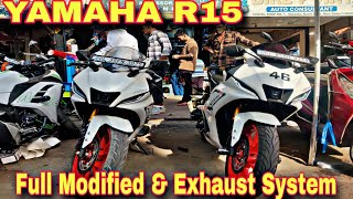 YAMAHA R15 V4 😎 Full Modified 🌕 Full Exhaust System 🔥 Plug And Play Modified 🌕