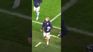 Haaland walking away with match ball after scoring hatrick