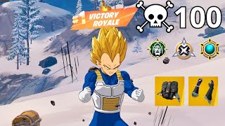 100 Elimination VEGETA Solo Vs Squads "Zero Build" Gameplay WINS (Fortnite Chapter 5 Season4)