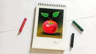 Draw An Apple Using Crayons | Oil Pastel Drawing