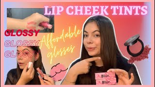 Affordable lip cheek tints | blur India glosses swatch | SURBHI CHOPRA