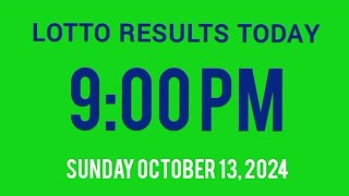 9pm Lotto Results Today October 13, 2024 ez2 swertres 2d 3d pcso