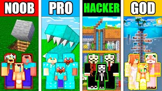 Minecraft Battle: UNDERGROUND HOUSE BUILD CHALLENGE - NOOB vs PRO vs HACKER vs GOD / Animation