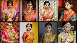 #southindianbridalsaree / #southhairstyle #southmakeup / high waist bun / South Indian bridal saree