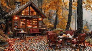 Morning Jazz Music for Calm, Relax 🍂 Coffee Shop Outdoor on the Hill - Falling Autumn Leaves