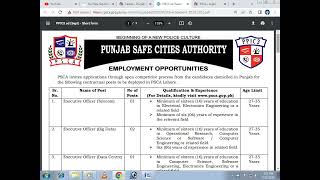 Punjab police safe cities authority jobs 2022 | Punjab police