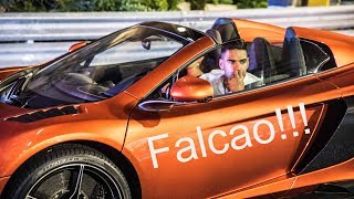 Radamel Falcao driving his McLaren 675 LT Spyder in Monaco !