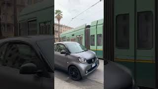 Tram 17 leaves Piazza del Risorgimento in Rome, Italy