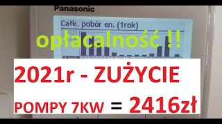 ZUŻYCIE - CAŁY ROK 2021 - POMPA CIEPŁA 7kw, wskazania z licznika !!!