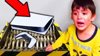 Mom DESTROYS kids ps5 in shredder.. (Fortnite)