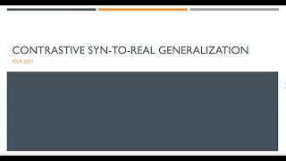 Contrastive syn to real Generalization