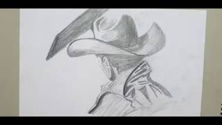 HOW TO DRAW COWBOY PENCIL DRAWING WITH LIGHT & DARK SHADINGS /ARTS & CRAFTS TUTORIALS / NATUREDOTCOM