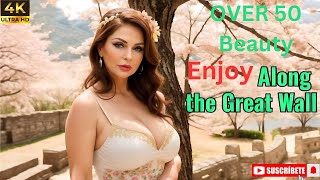 Natural Older Over 50 Beauty Enjoy Along the Great Wall  -  ai art Lookbook Beauty 4K Fashion