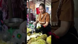 Amazing Lady Skills Peeling Durian #fishmarket #shorts