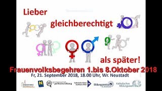 Frauenvolksbegehren 1.-8.10.18 Diskussion in Wr.Neustadt vom 22.9.18 über die Inhalte