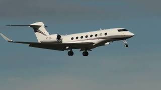 Gulfstream G650ER A7-CGL landing at Zurich Airport