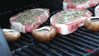 Ribeye Steaks with Blue Cheese Butter and Mushrooms