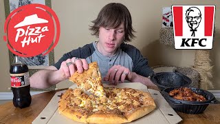 Pizza Hut X KFC | Popcorn Chicken Pizza Mukbang