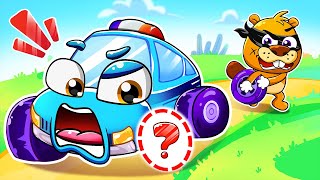 Police Car Lost Wheel | Where is my Wheel? 🚨  Lamba Lamby Kids Songs