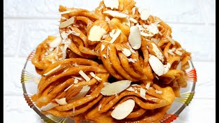 Crispy Kaja Flower | Chak Chak Uzebk Sweet | Crunchy Sweet With Wheat Flour | Flower Petals Sweet