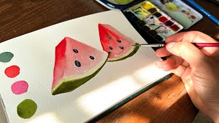 Easy Watercolor Watermelons (Watercolor Journal Day 121)